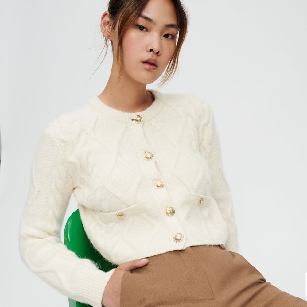 ๐ Maje Moxy Cable-Knit Button Down Cardigan - Picture 1 of 5